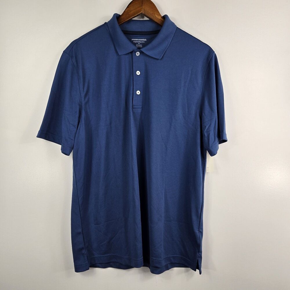 Amazon‎ Essentials Men's Size Medium Blue Short Sleeve Polo Shirt New